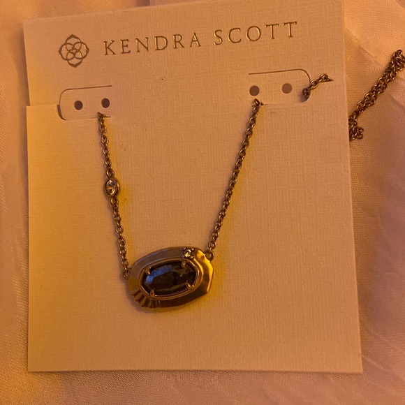 Kendra Scott Anna Short Pendant Necklace- Vintage Gold Black Pyrite - NWT - Picture 2 of 5